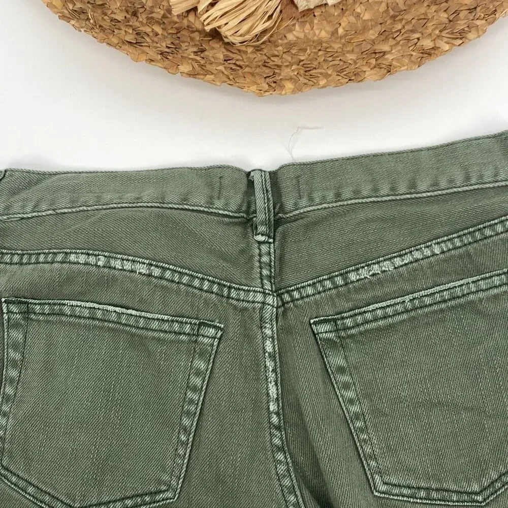 Free People Loving Good Vibrations Cutoff Denim Shorts Frayed Hem Button Close S